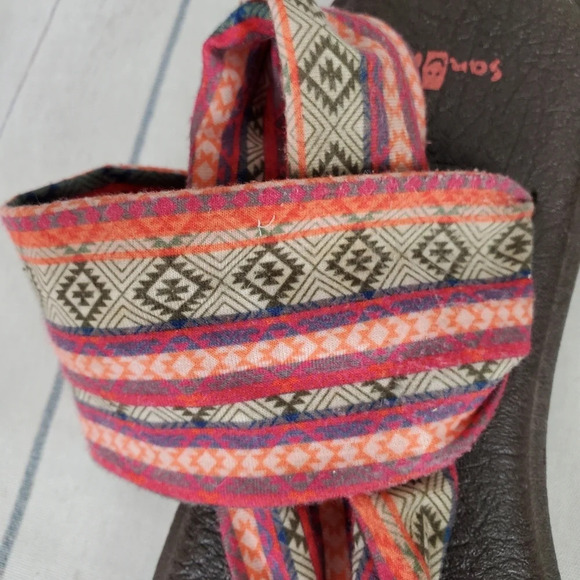 Sanuk Yoga Sling Flip Flop Sandals Southwestern Pattern - Picture 4 of 9